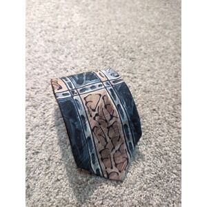 Robert Daskal Hand Painted‎ Silk Tie Blue Tan Abstract Art Men's Necktie